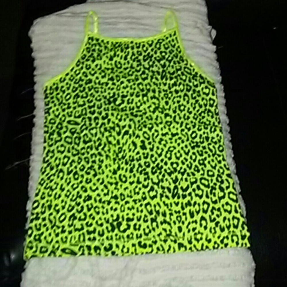 Neon Yellow Animal Print Kids Tank